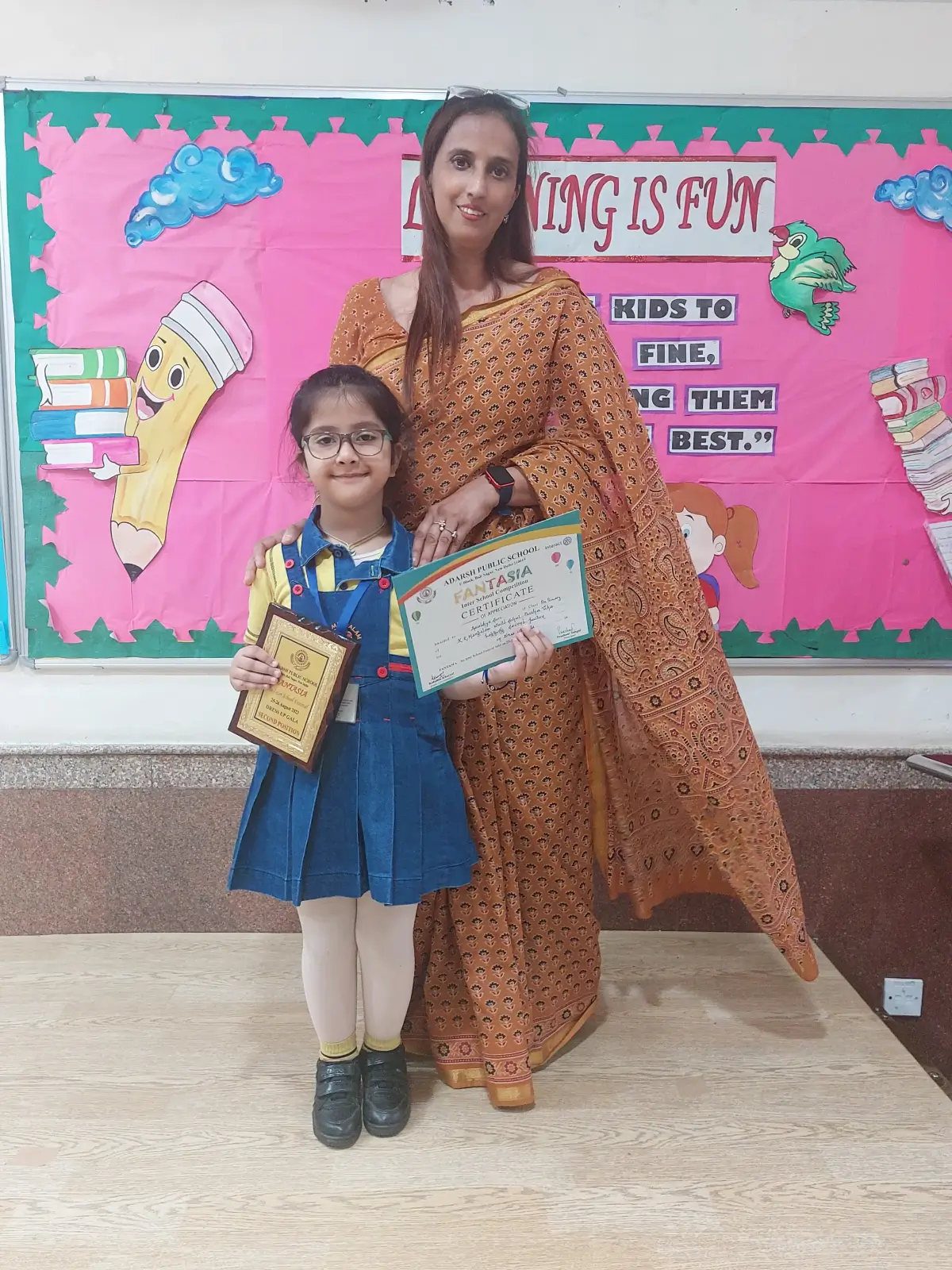 Class K.G Student Secured Second Position in interschool competition